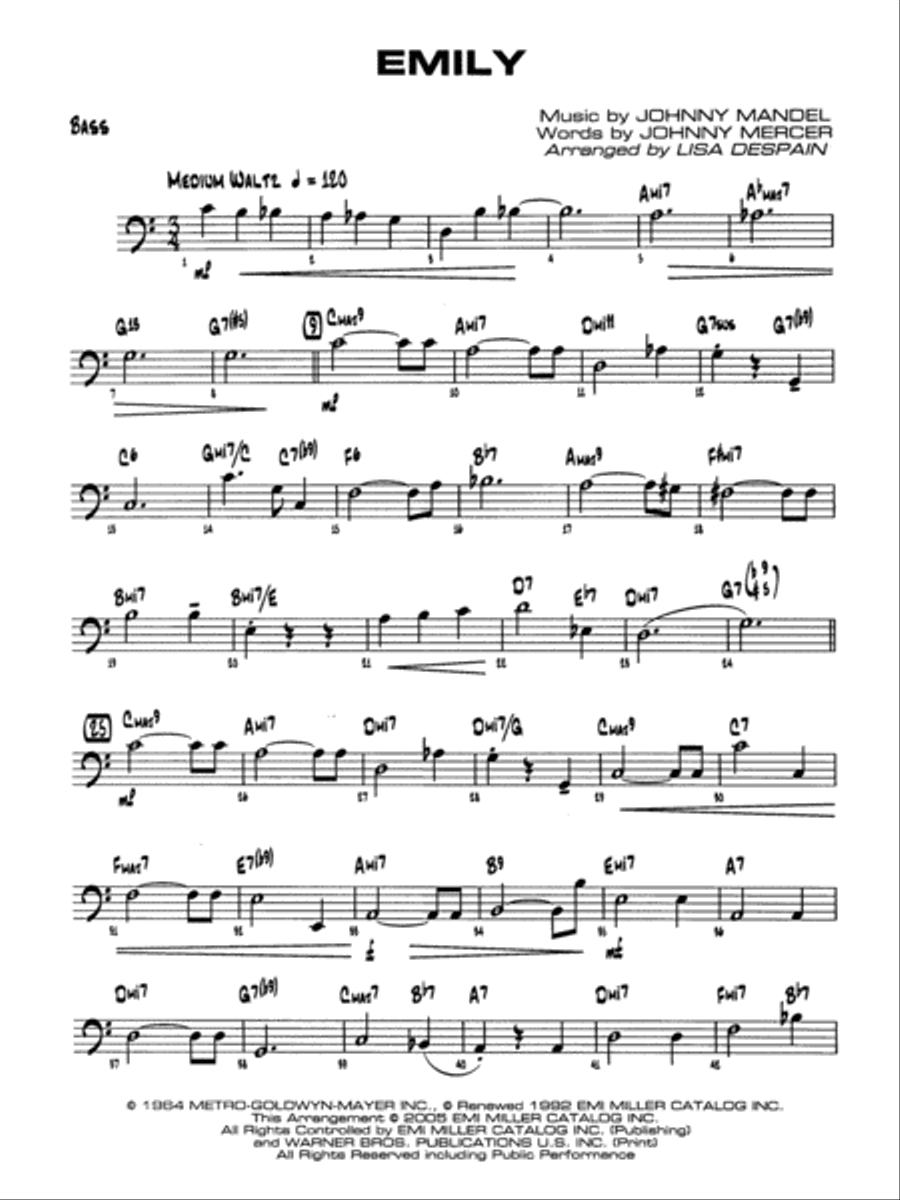 Emily: String Bass Emily: String Bass Jazz Ensemble scores gallery preview page 1