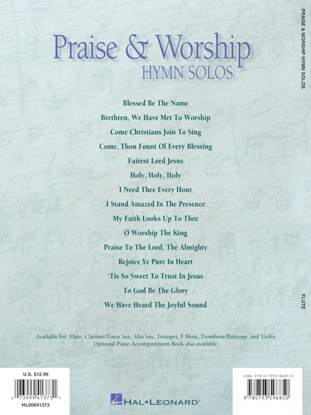 Praise & Worship Hymn Solos (Flute) image number null
