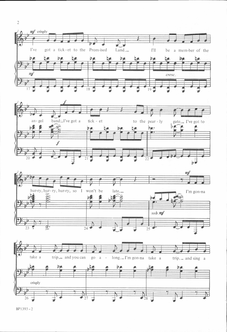 Ticket to the Promised Land - unison Unison Choir scores gallery preview page 3
