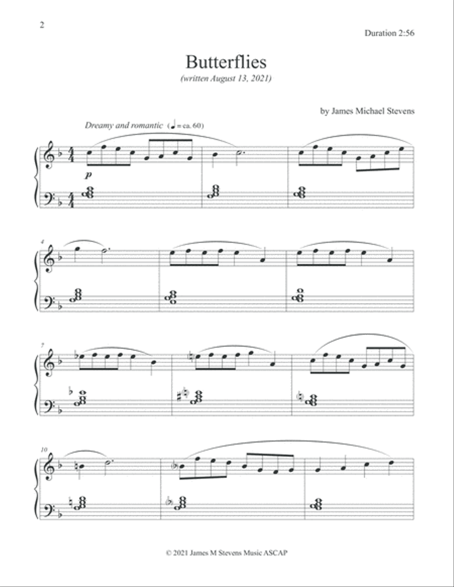 Butterflies Piano Solo scores gallery preview page 2