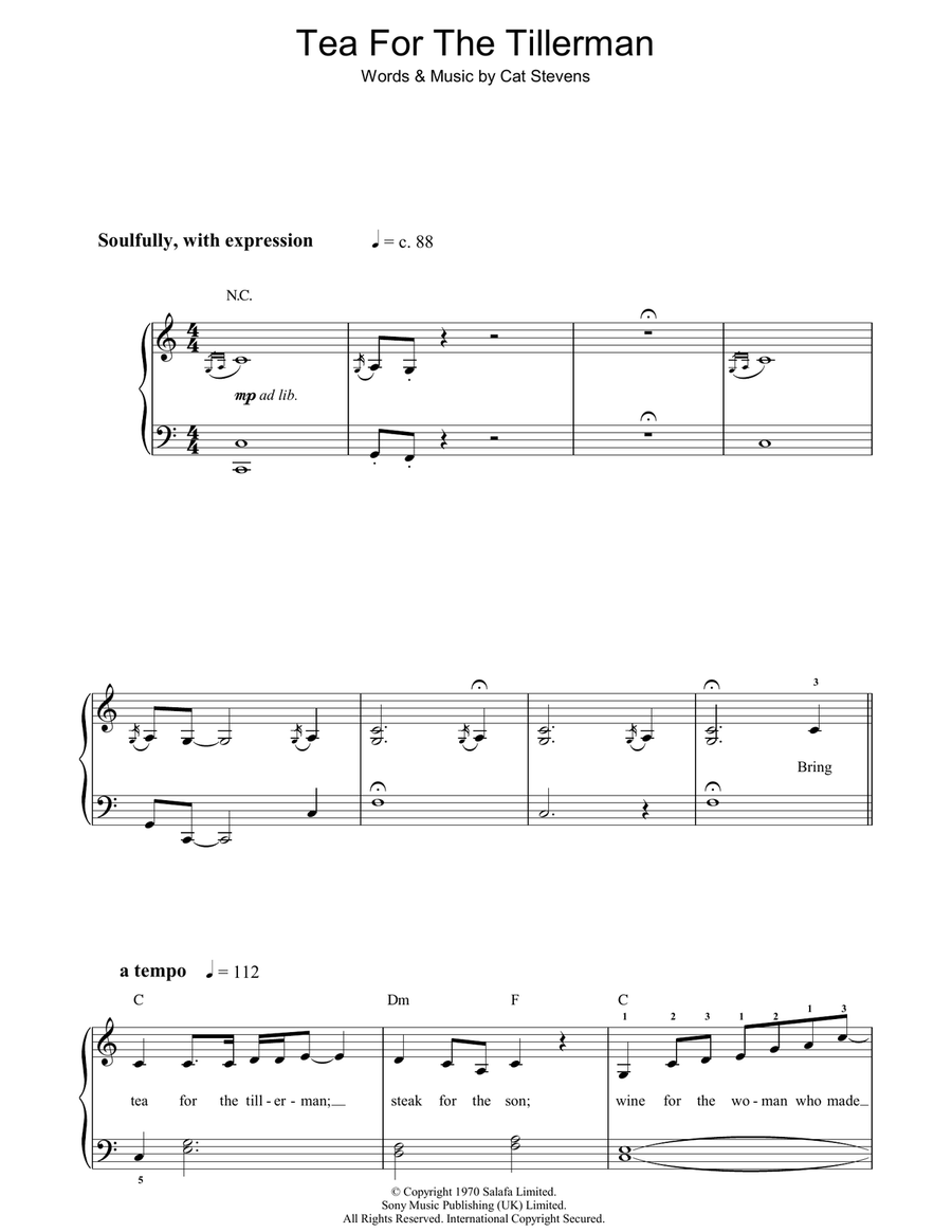 Tea For The Tillerman Tea For The Tillerman Easy Piano scores gallery preview page 1