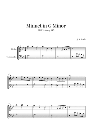 Book cover for Bach - Minuet in G Minor (BWV Anhang 115) for Violin and Cello