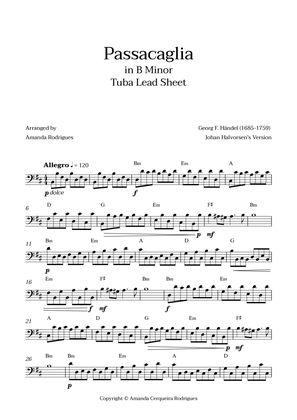 Passacaglia - Easy Tuba Lead Sheet in Bm Minor (Johan Halvorsen's Version)