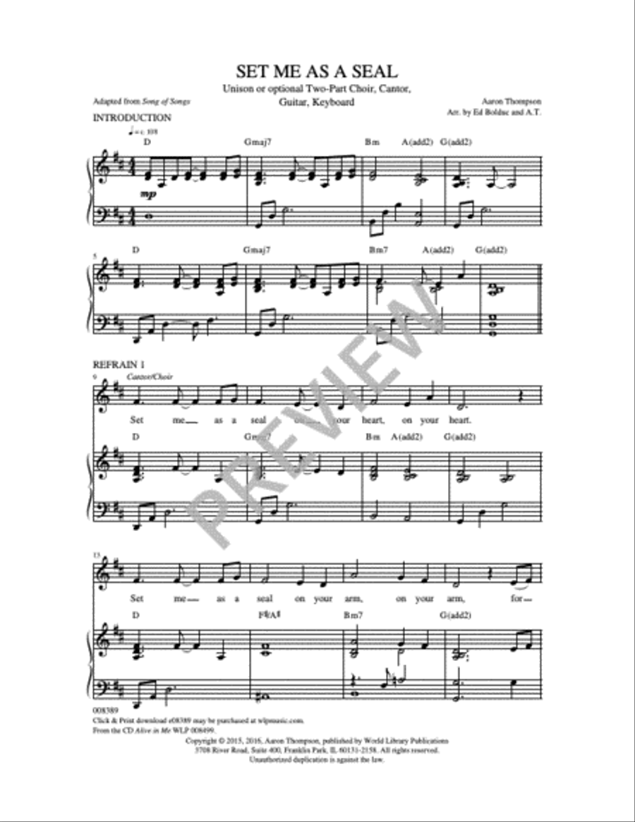 Set Me As a Seal Unison Choir scores gallery preview page 17