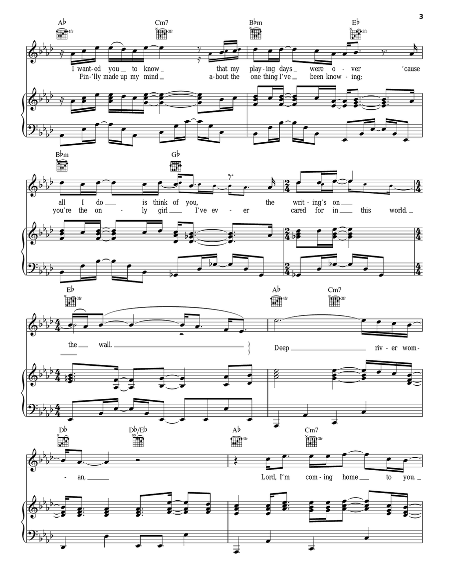 Deep River Woman Piano, Vocal, Guitar scores gallery preview page 3