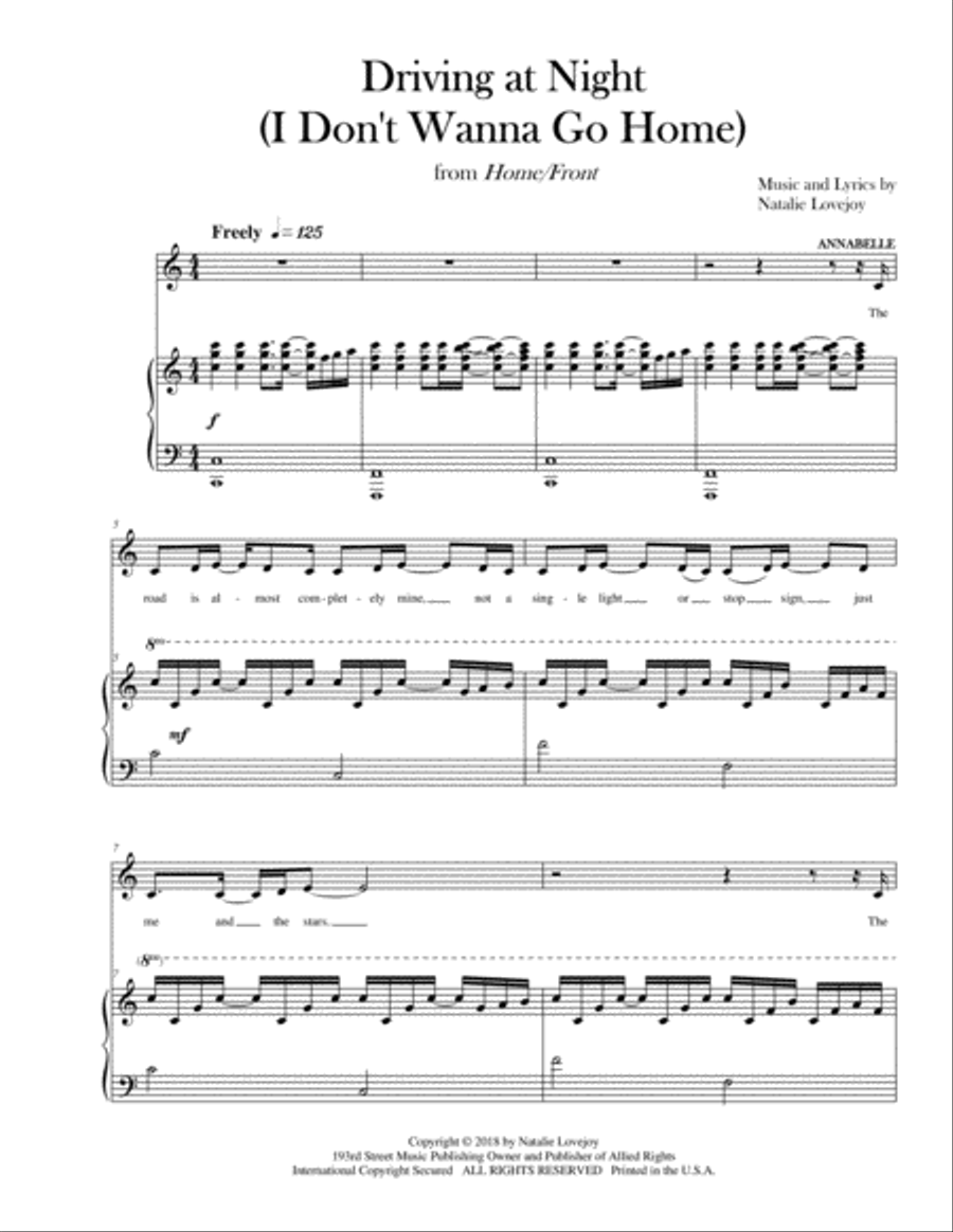 Driving at Night (I Don't Wanna Go Home) Soprano Voice scores gallery preview page 1