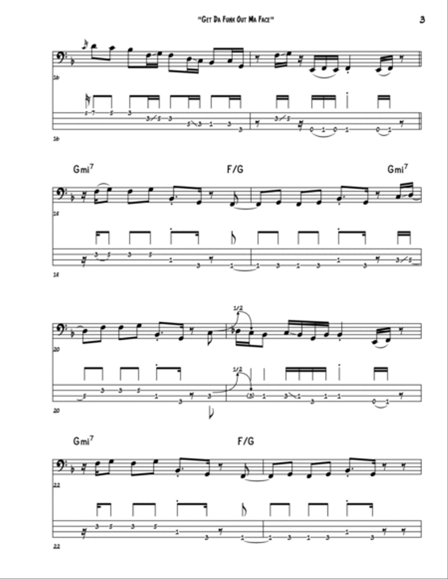 Get Da Funk Out Ma Face Bass Guitar scores gallery preview page 3