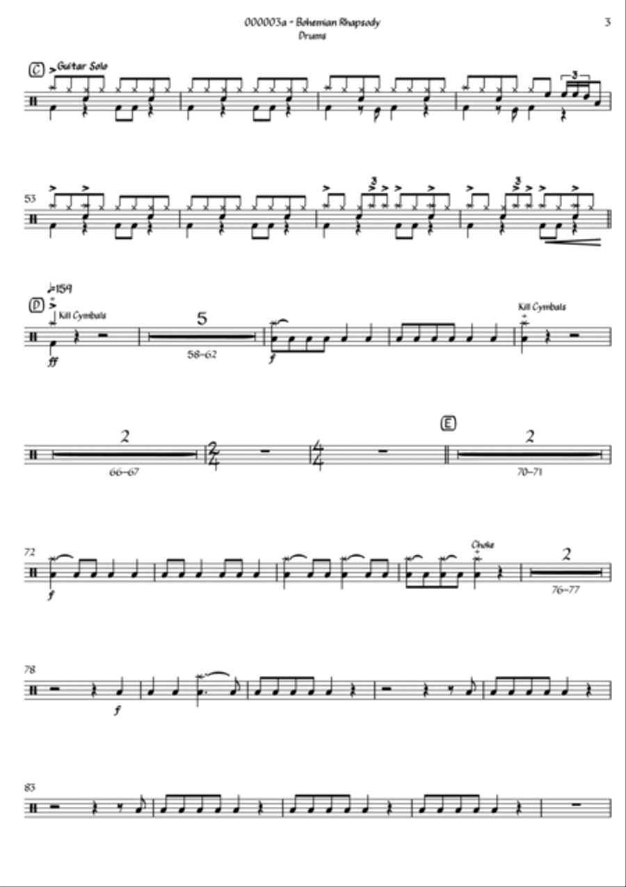 Bohemian Rhapsody Drum Set scores gallery preview page 3