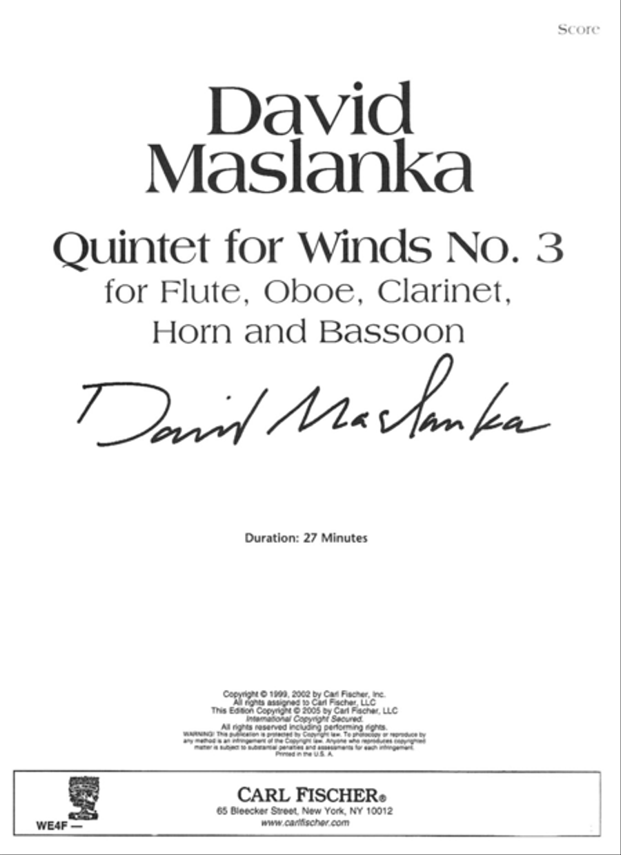 Quintet For Winds No. 3 Woodwind Quintet scores gallery preview page 1