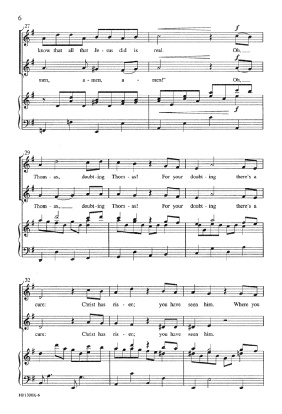 Doubting Thomas Unison Choir scores gallery preview page 6