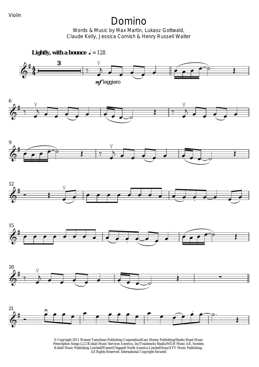 Domino Violin Solo scores gallery preview page 1