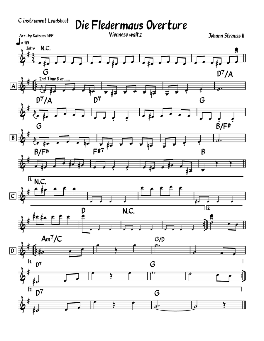 Die Fledermaus Overture Die Fledermaus Overture Piano scores gallery preview page 1