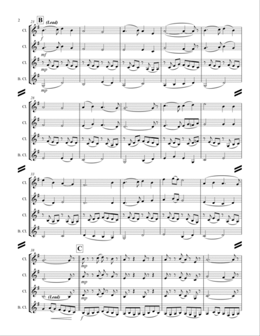 In the Bleak Midwinter (for Clarinet Quartet) Clarinet Quartet scores gallery preview page 3