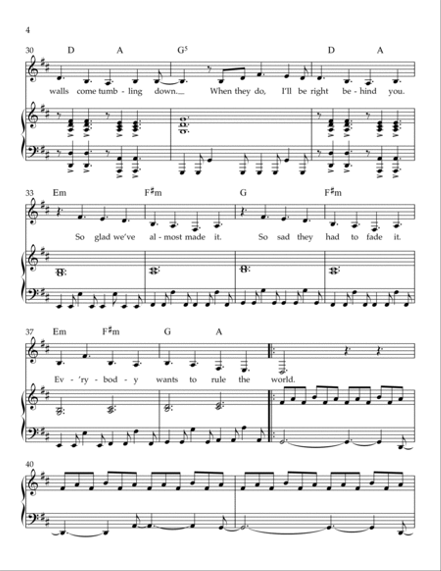 Everybody Wants To Rule The World Piano, Vocal, Guitar scores gallery preview page 4