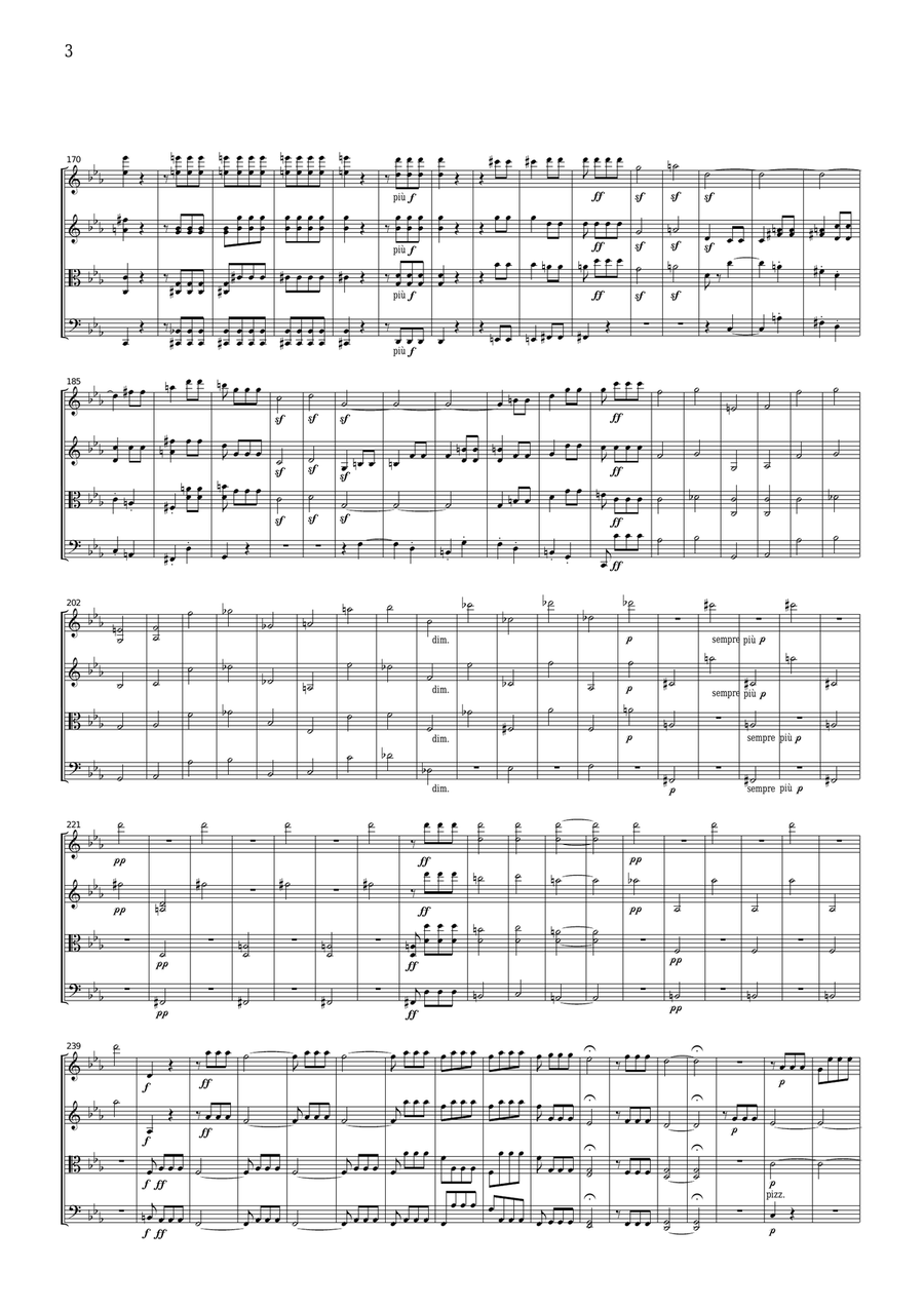 Beethoven Symphony No.5, 1st mvt., for string quartet, CB011 String Quartet scores gallery preview page 3
