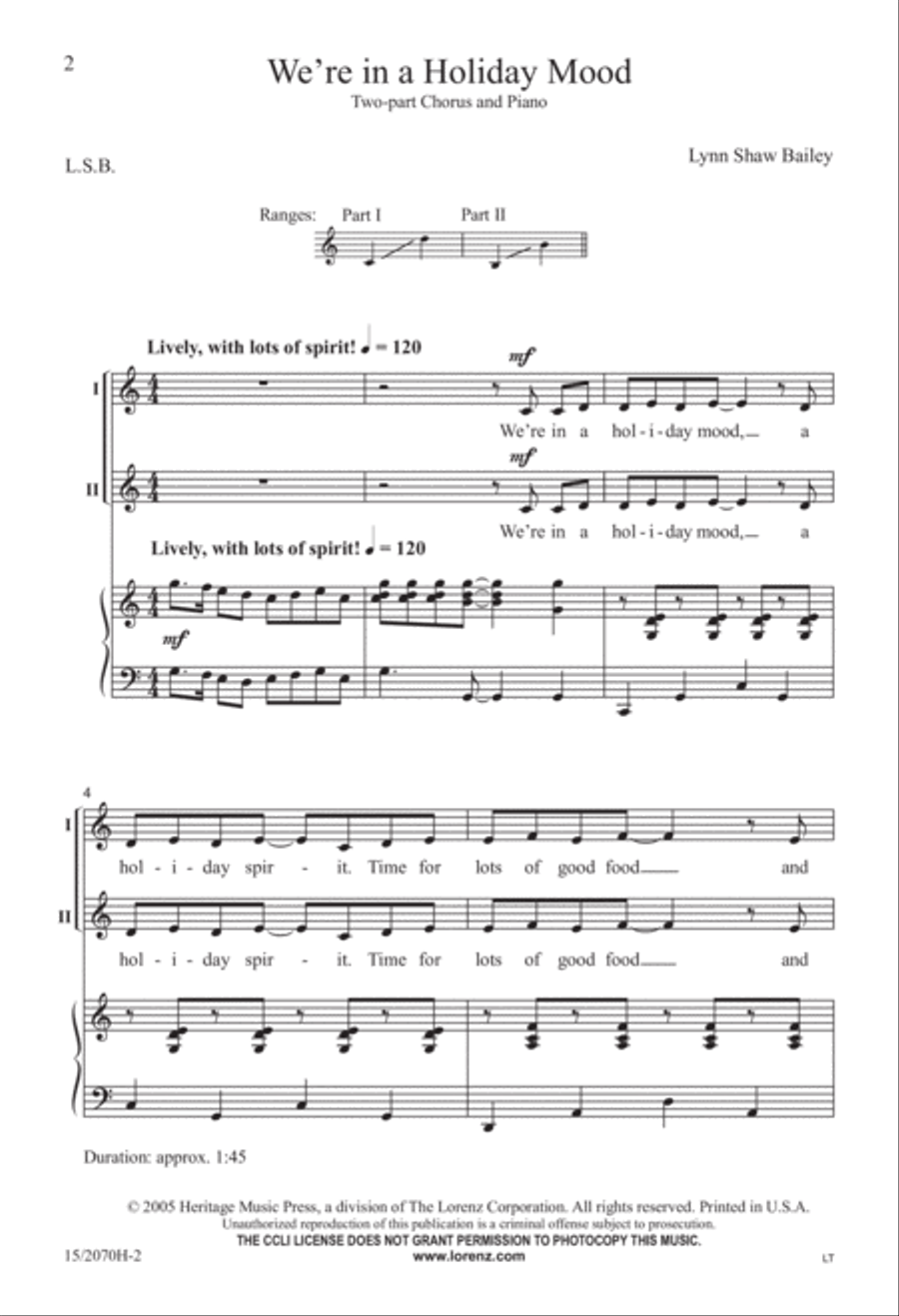 We're in a Holiday Mood We're in a Holiday Mood 2-Part scores gallery preview page 2