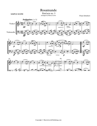 ROSEMUNDE - ENTR'ACTE NO. 3 - ANDANTINO String Duo, Intermediate Level for violin and cello