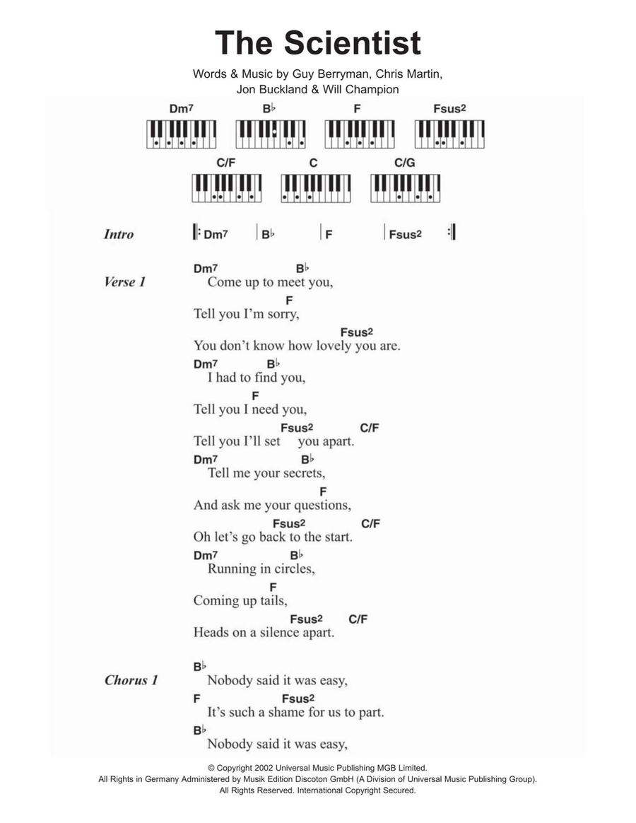 The Scientist Piano scores gallery preview page 1