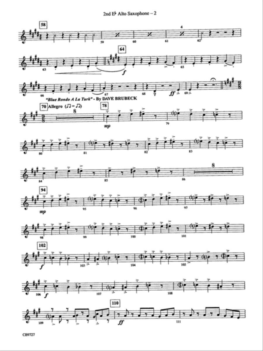 Dave Brubeck: It's About Time: 2nd E-flat Alto Saxophone Concert Band scores gallery preview page 2
