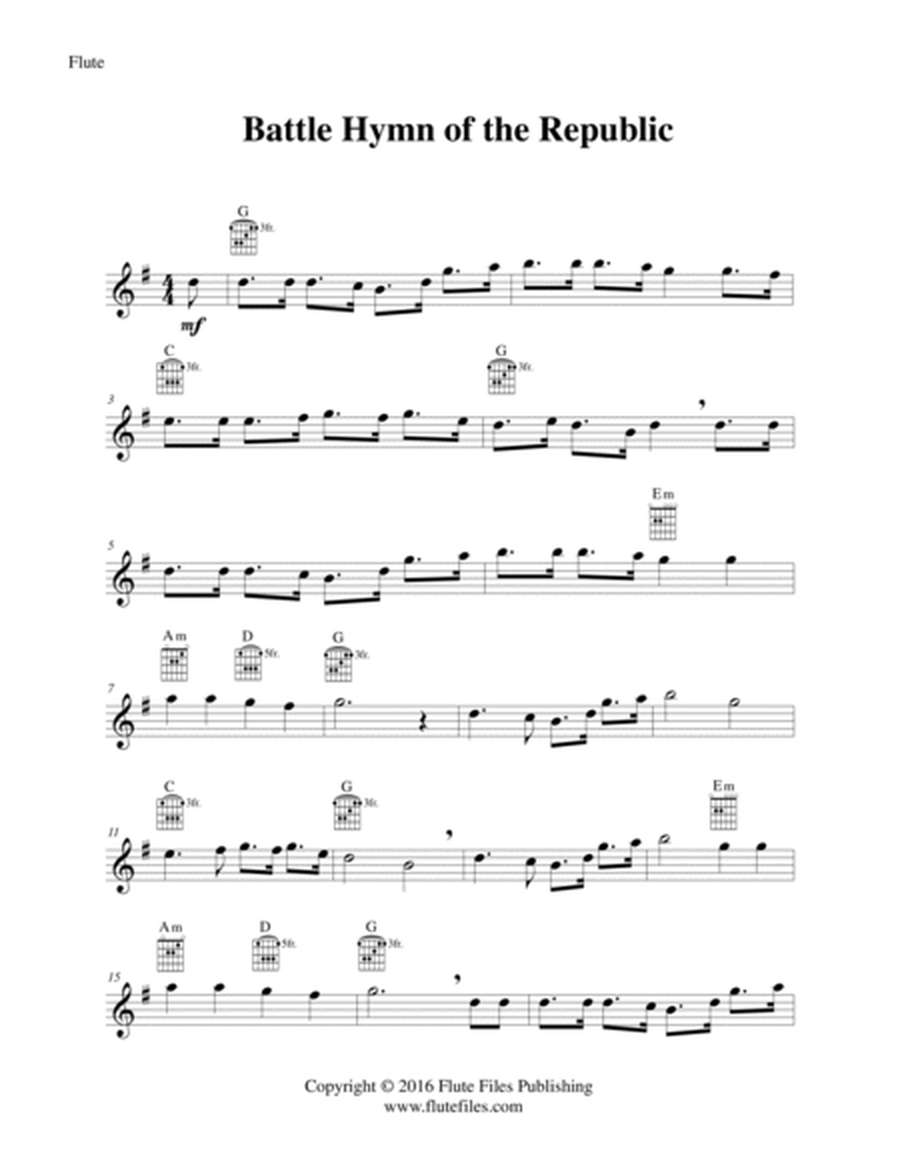 Battle Hymn of the Republic - Flute Solo with Guitar Chords image number null