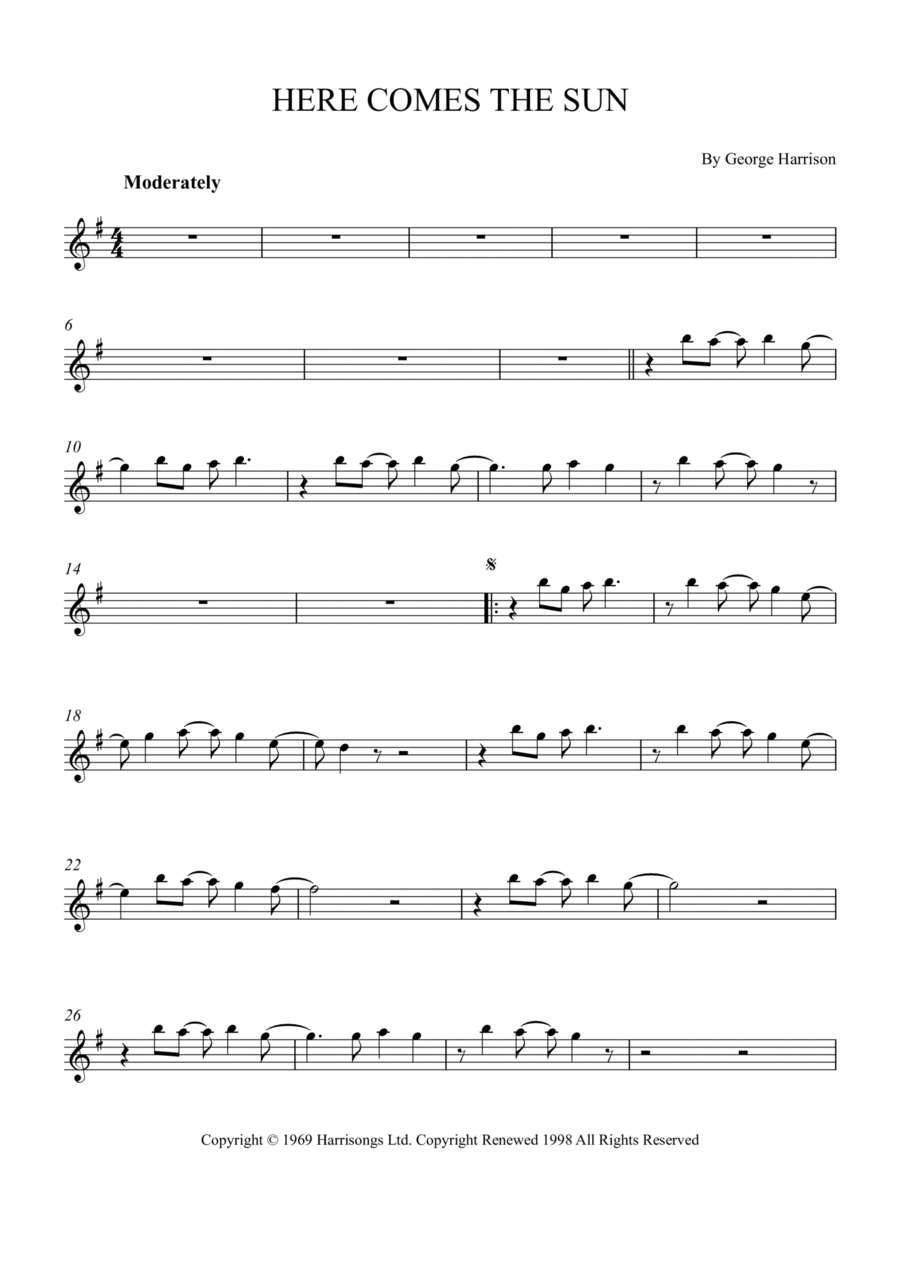 Here Comes The Sun Alto Saxophone scores gallery preview page 1