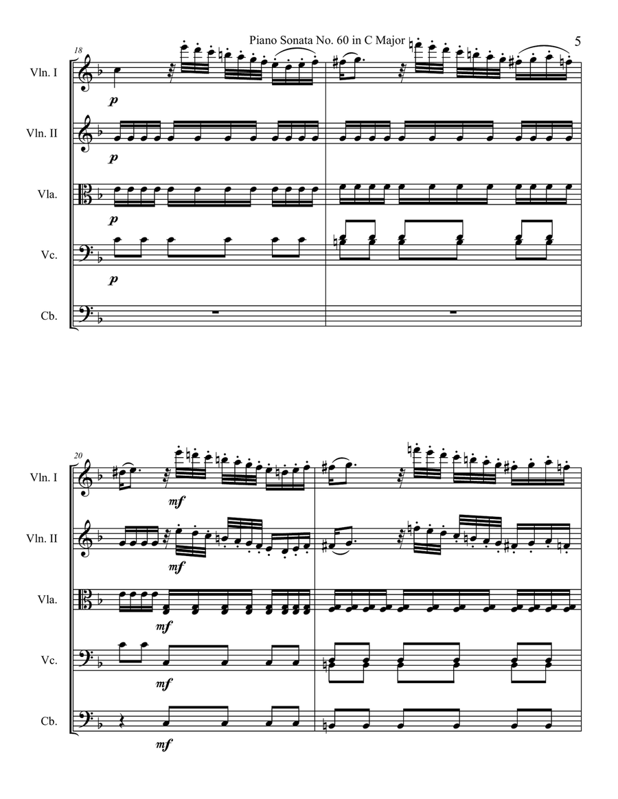 Piano Sonata in C major, Hob.XVI:50, Movement 2 String Orchestra scores gallery preview page 5