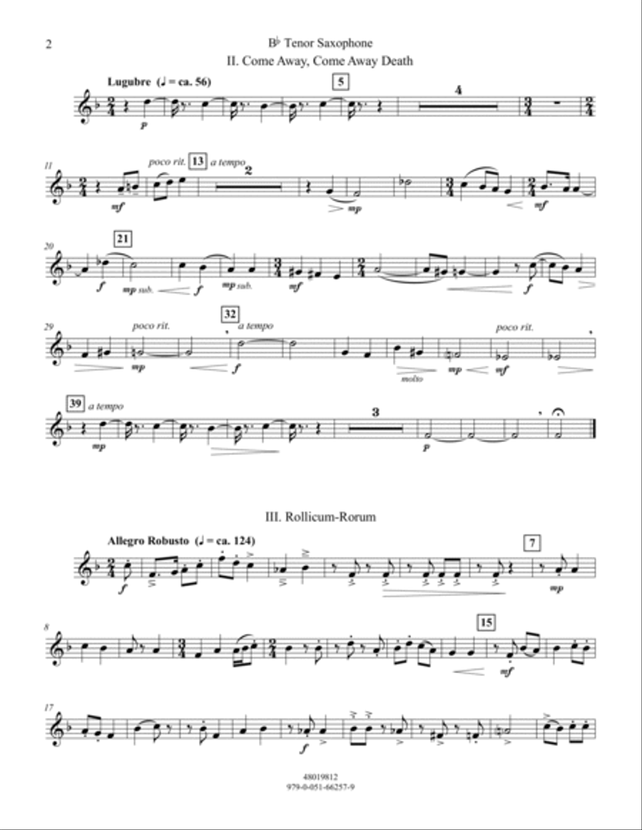 Lyric Suite - Bb Tenor Saxophone Concert Band scores gallery preview page 2