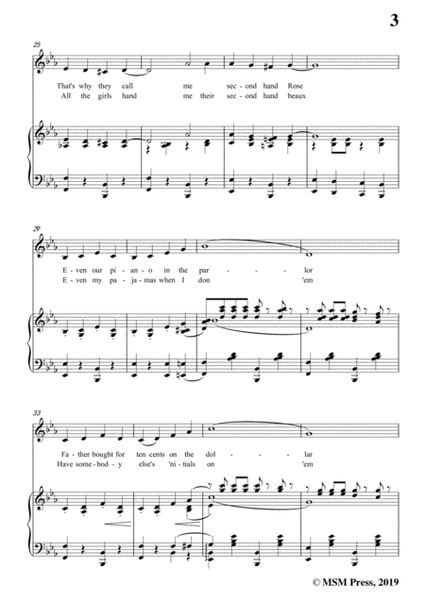 James F. HanleY-Second Hand Rose,in E flat Major,for Voice&Piano image number null
