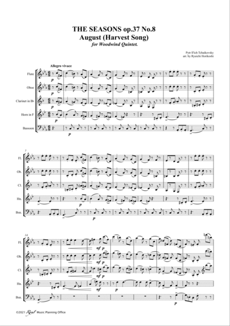 Tchaikovsky: The Seasons Op37 No.8 August (Harvest Song) image number null