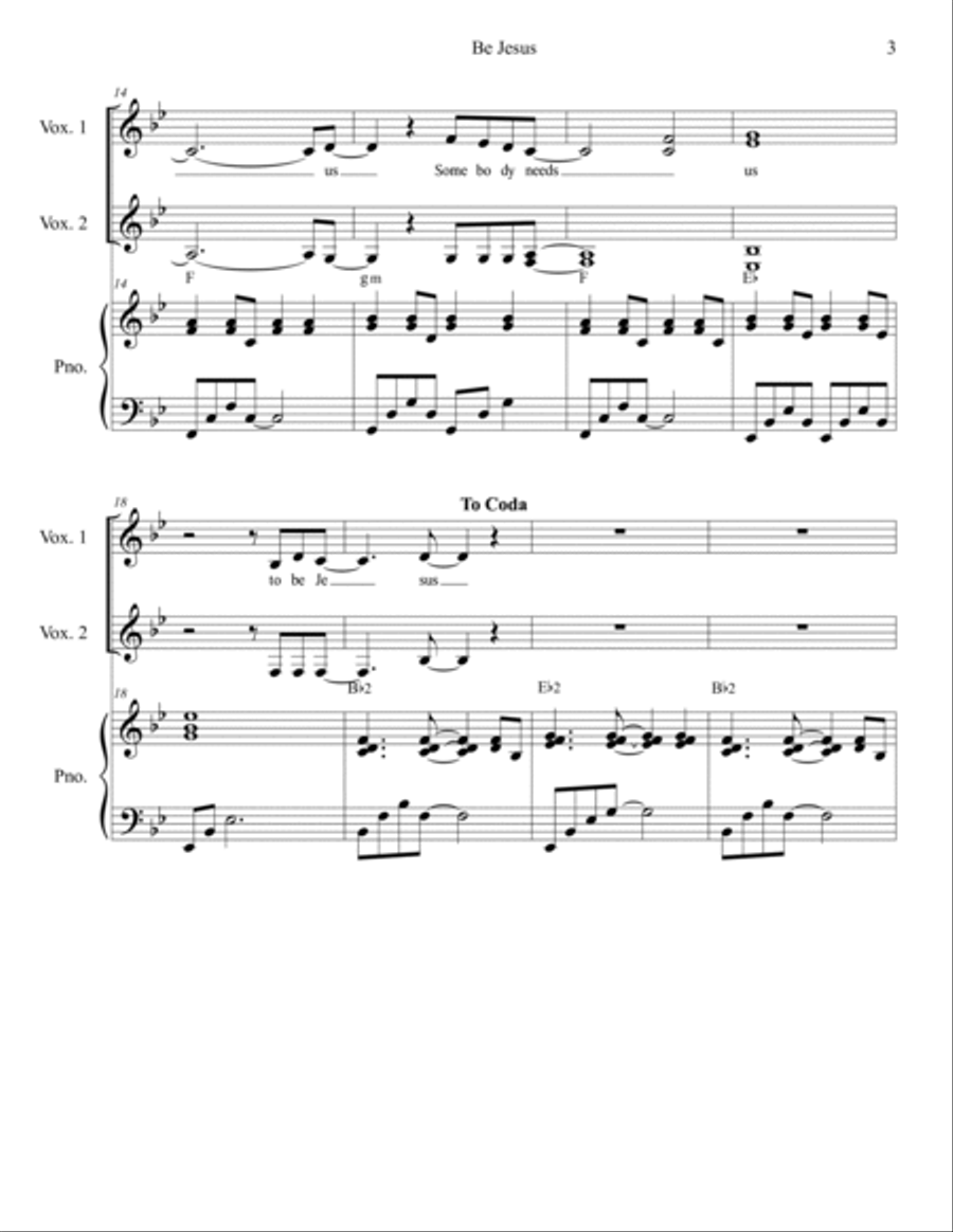 Be Jesus Be Jesus Voice scores gallery preview page 3