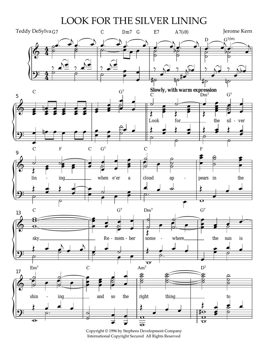 Look For The Silver Lining Piano Solo scores gallery preview page 1