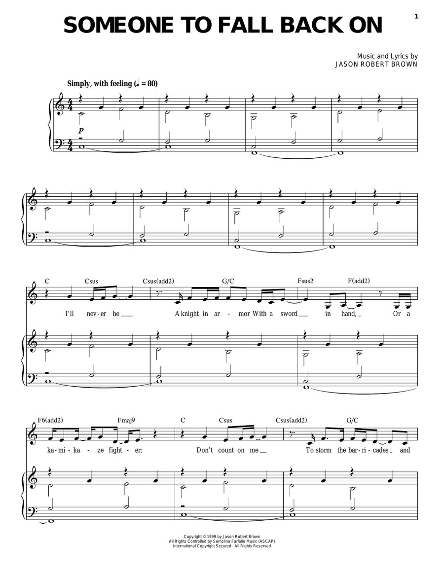 Someone To Fall Back On (from Wearing Someone Else's Clothes) Piano, Vocal scores gallery preview page 1
