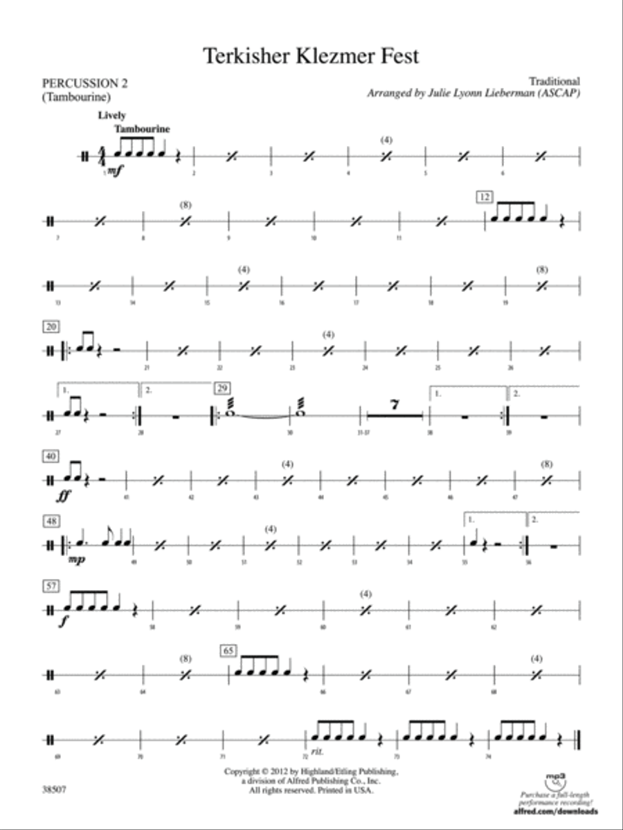 Terkisher Klezmer Fest: 2nd Percussion String Orchestra scores gallery preview page 1
