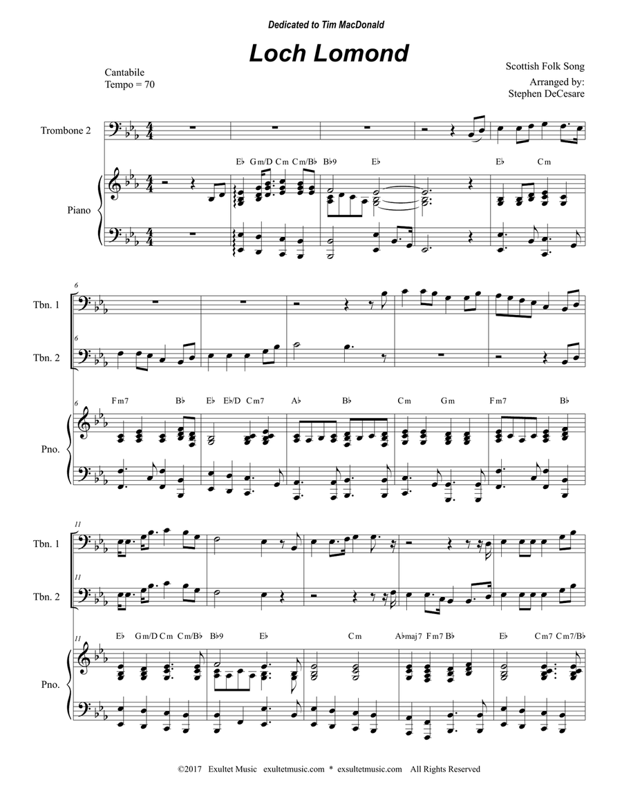 Loch Lomond (Trombone Duet) Trombone Duet scores gallery preview page 1