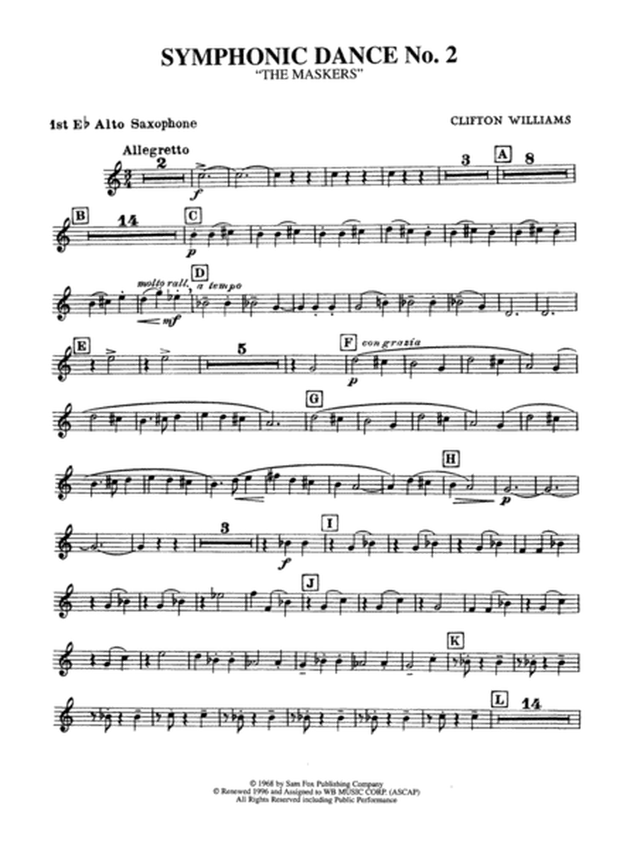 Symphonic Dance No. 2: E-flat Alto Saxophone