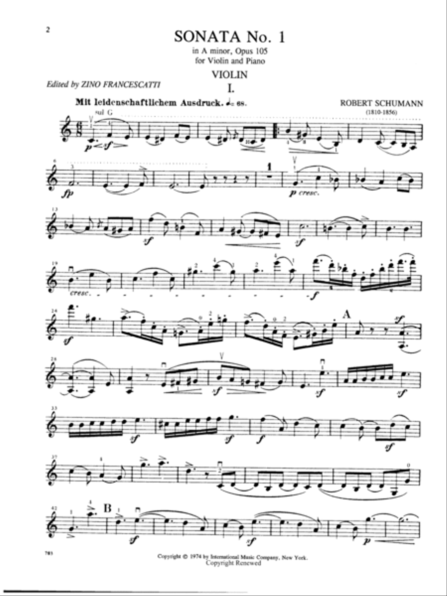 Two Sonatas, Opus 105 & 121 Violin Solo scores gallery preview page 2