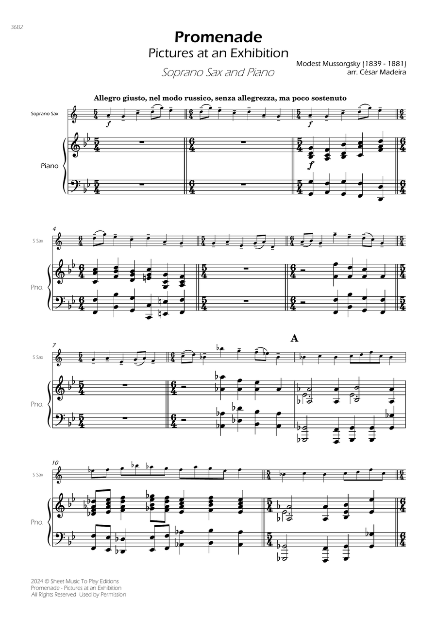 Pictures at an Exhibition - Promenade - Soprano Sax and Piano (Full Score and Parts) image number null