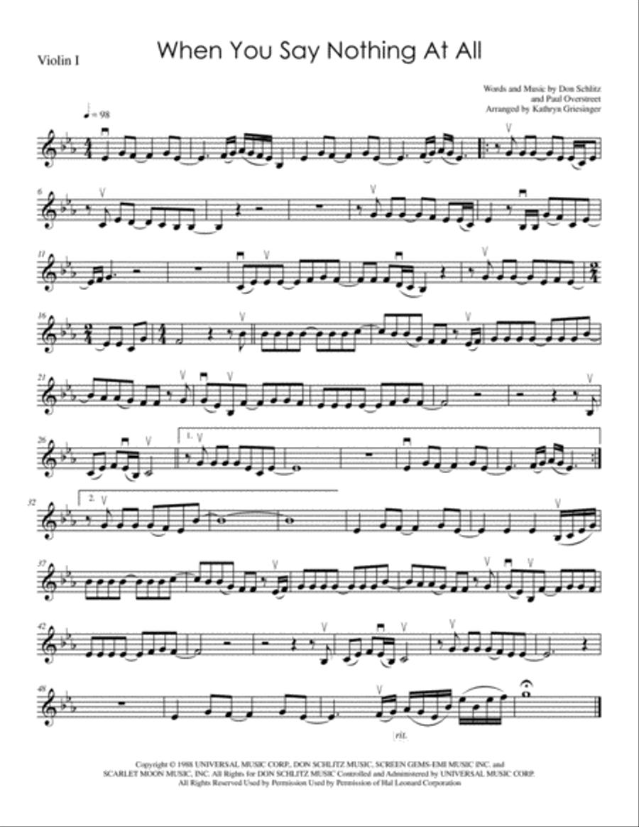 When You Say Nothing At All String Quartet scores gallery preview page 1