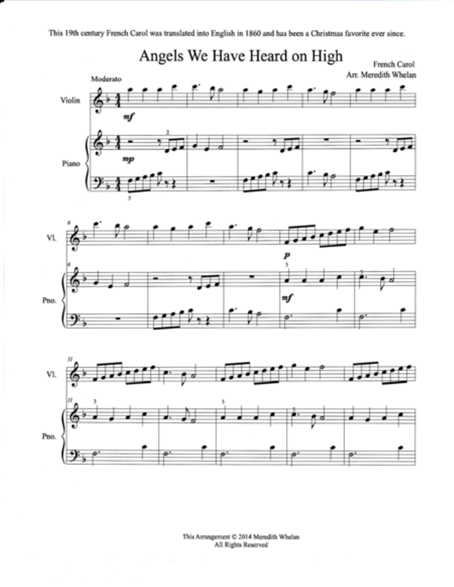 Christmas Duets for Violin & Piano Vol. 2: 11 Traditional Carols Violin Solo scores gallery preview page 1