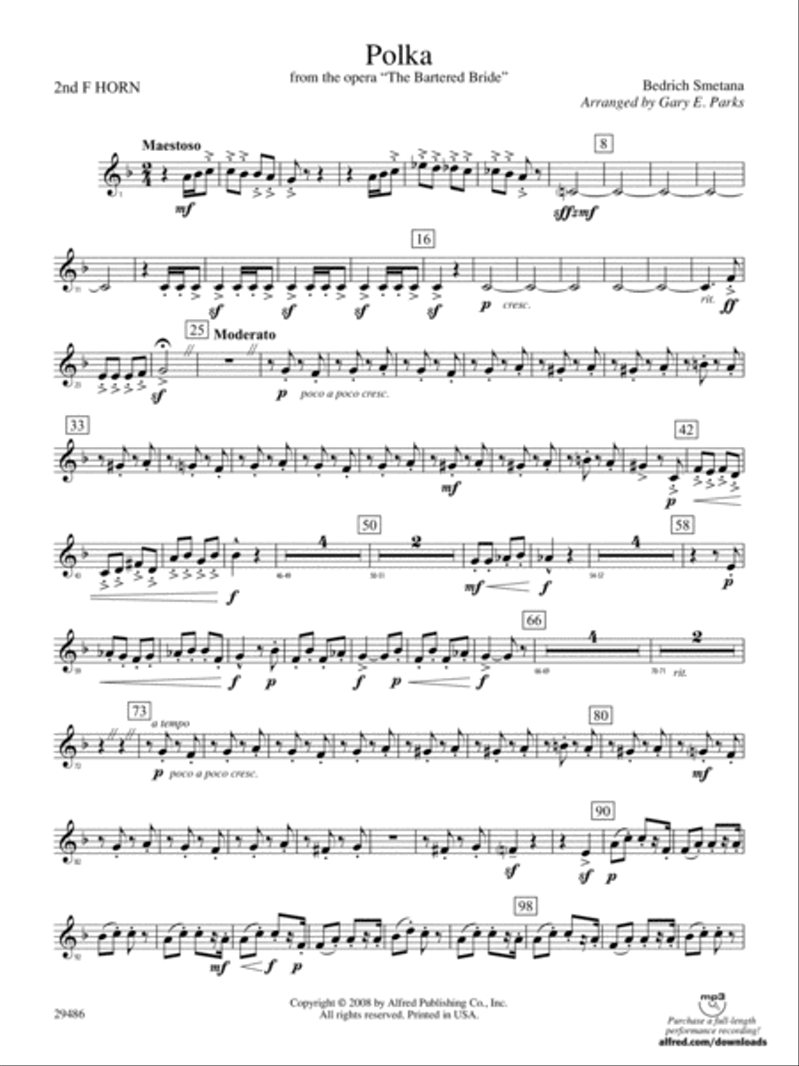 Polka from The Bartered Bride: 2nd F Horn Concert Band scores gallery preview page 1