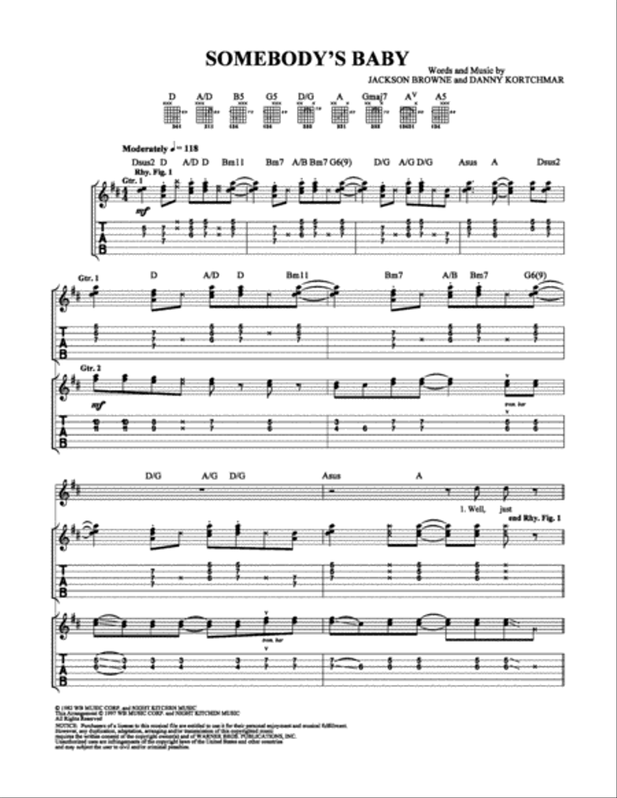 Somebody's Baby Electric Guitar scores gallery preview page 1