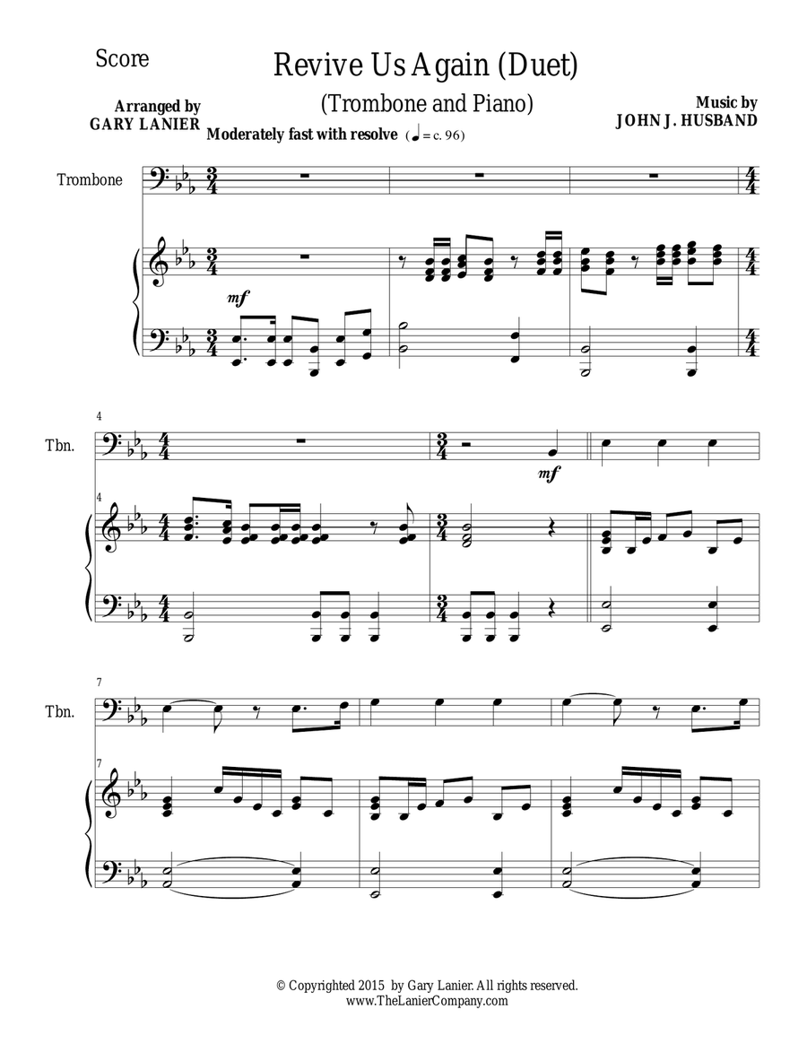 3 GOSPEL HYMNS, SET II (Duets for Trombone & Piano) Trombone Duet scores gallery preview page 3