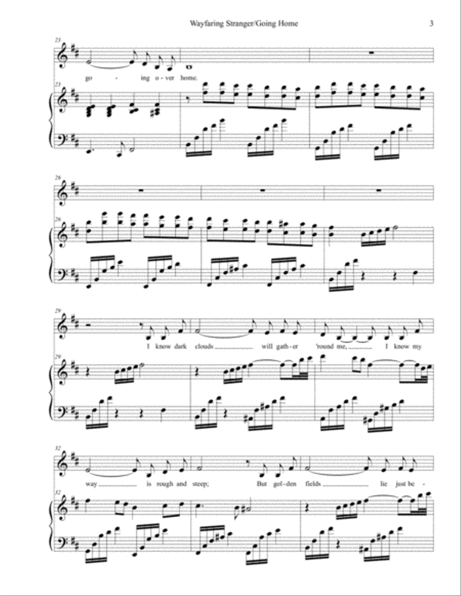 Wayfaring Stranger/Going Home Medley Medium Voice scores gallery preview page 5