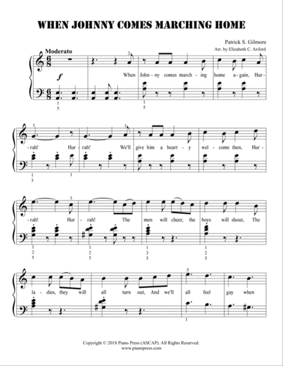 When Johnny Comes Marching Home Piano Solo scores gallery preview page 2