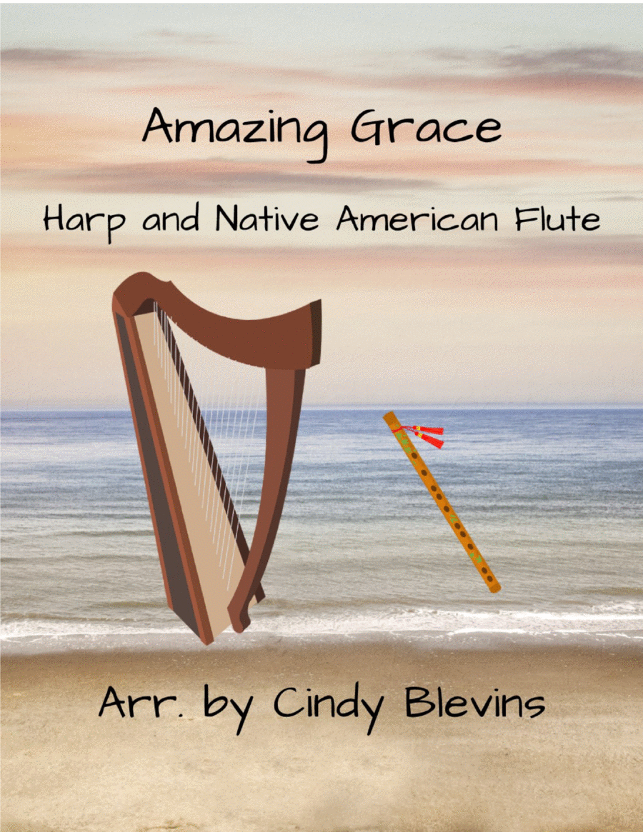 Amazing Grace, for Harp and Native American Flute Flute scores gallery preview page 1