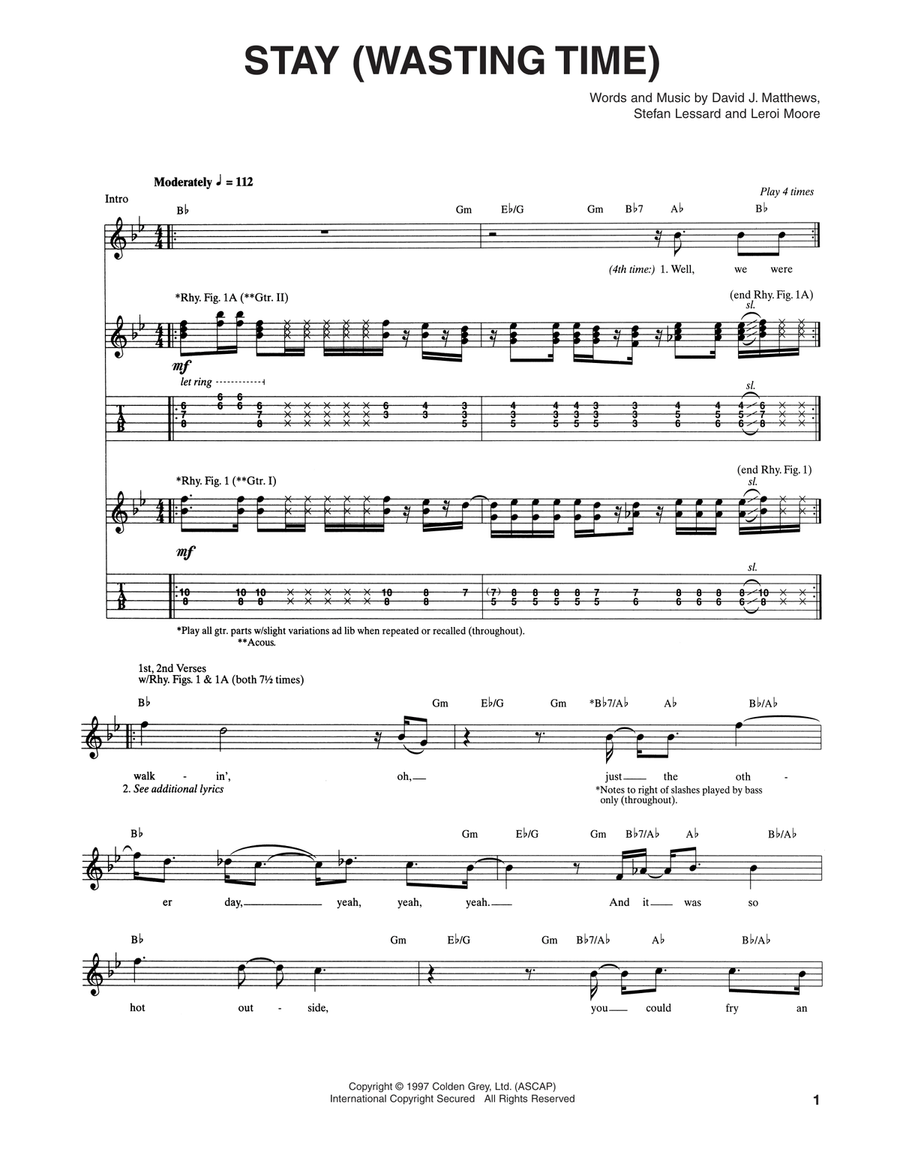 Stay (Wasting Time) Acoustic Guitar scores gallery preview page 1