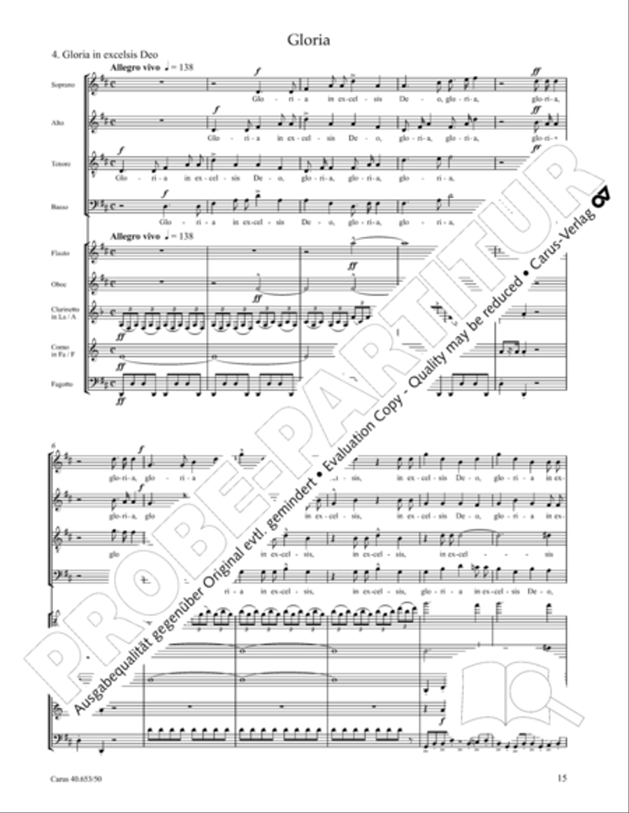 Mass in D Major (Missa in D) 4-Part scores gallery preview page 16