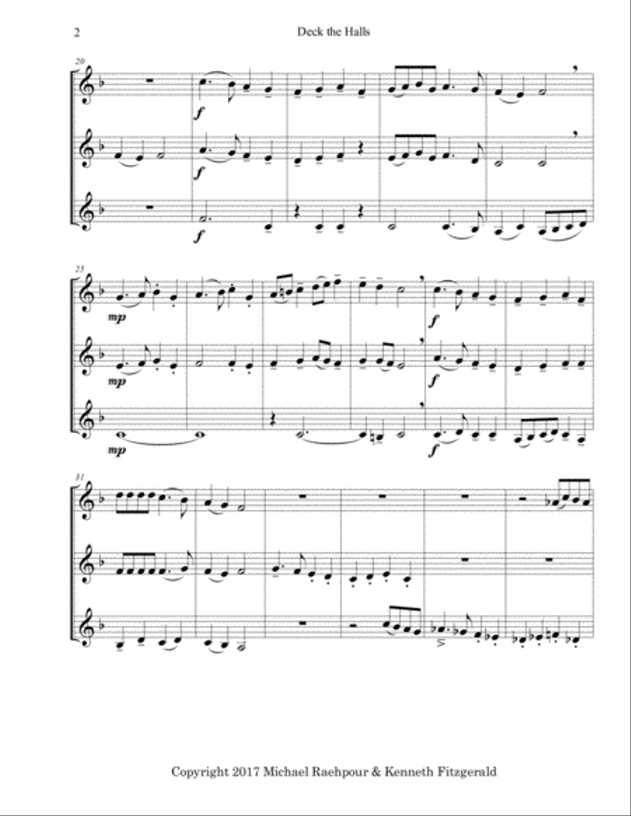 Deck the Halls - Trumpet Trio Trumpet Trio scores gallery preview page 2