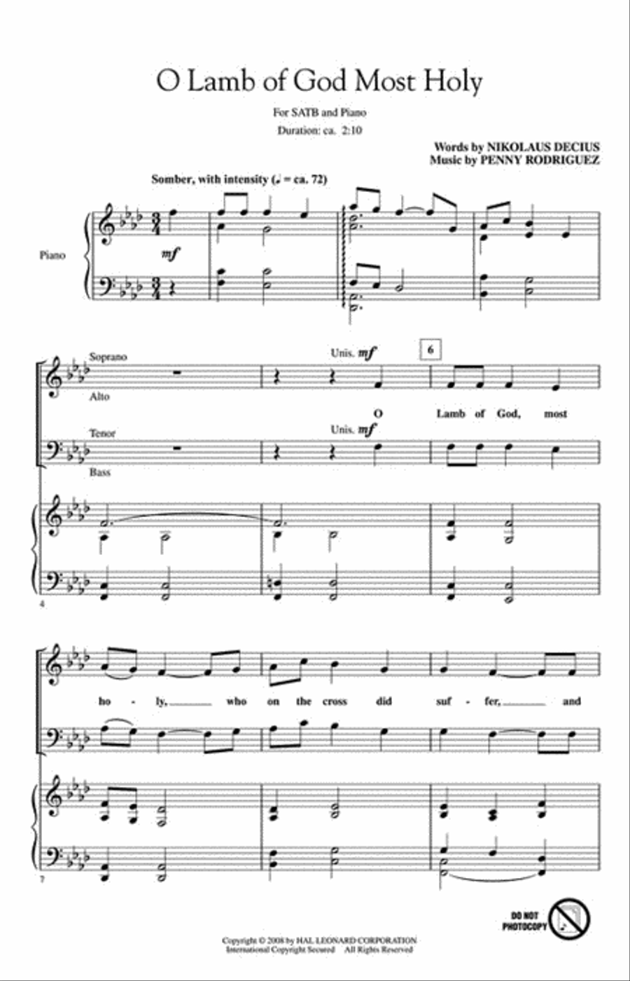O Lamb of God Most Holy O Lamb of God Most Holy 4-Part scores gallery preview page 2