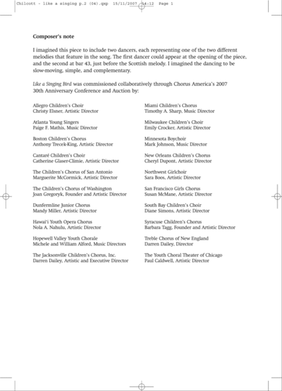 Like a Singing Bird 4-Part scores gallery preview page 2